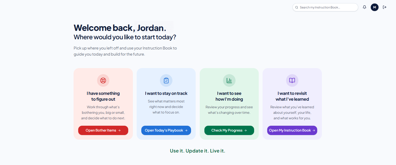 My Instruction Book home page preview
